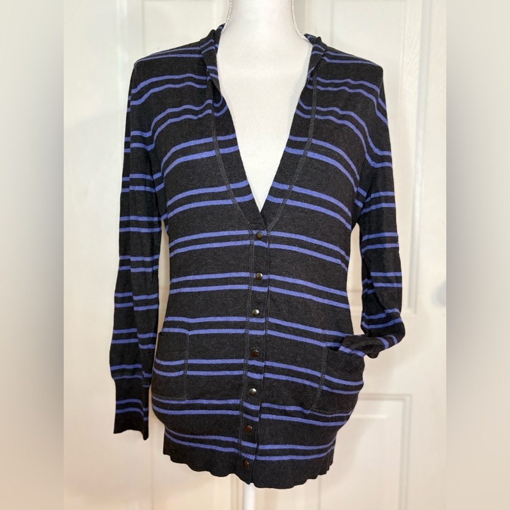 Banana Republic Black and Purple Striped Cardigan NWT